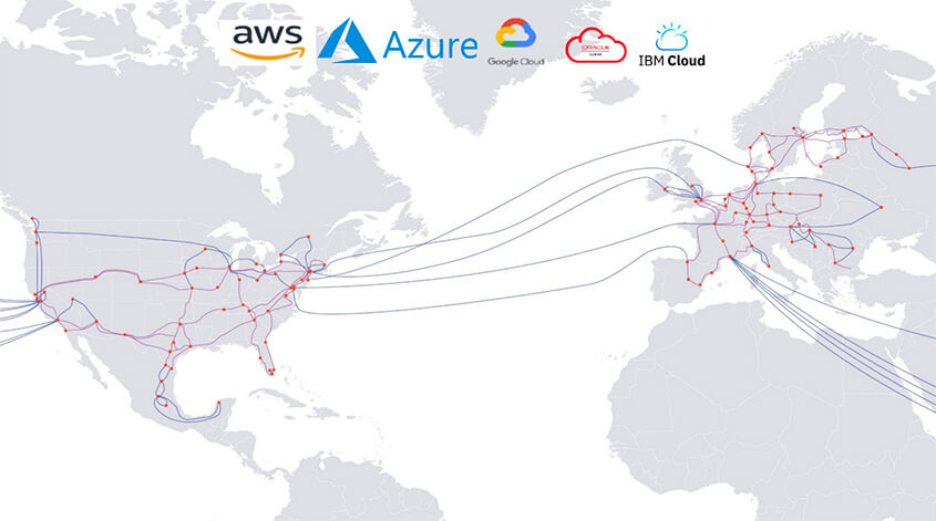 Map with Cloud service providers